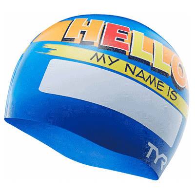 My Name - Hello - blue TYR Badekappe